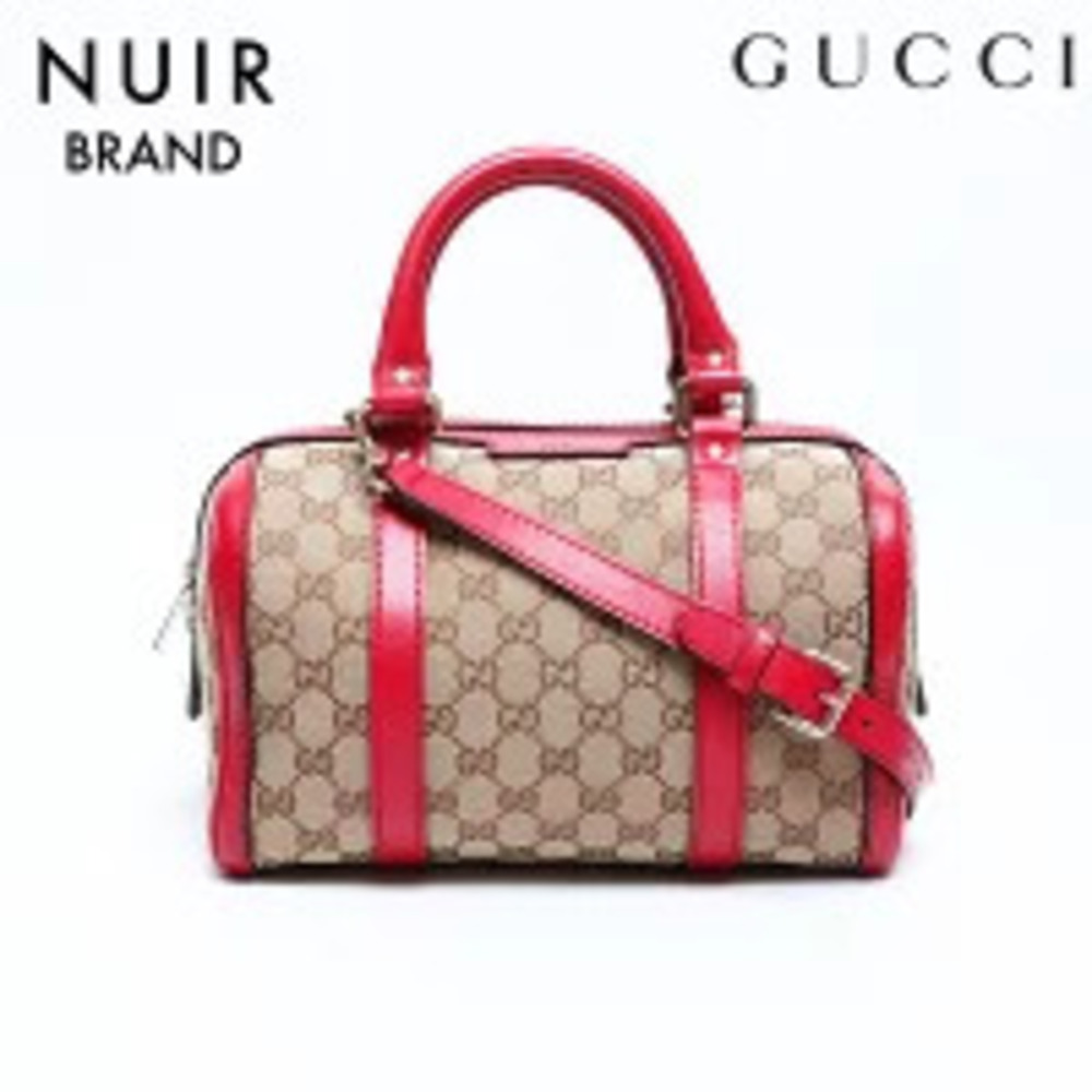 Gucci GG Canvas Boston Handbag Beige Pink